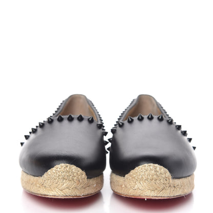 Christian Louboutin CHRISTIAN LOUBOUTIN Calfskin Spikes Ares Flat Espadrilles 38 Black 2 of 12