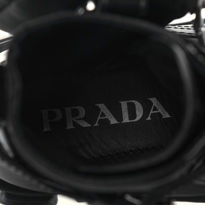 Prada Spazzolato Rois Nylon Metal Triangle Logo Monolith Pouch Pocket 55mm Boots 37 Black 7 of 8