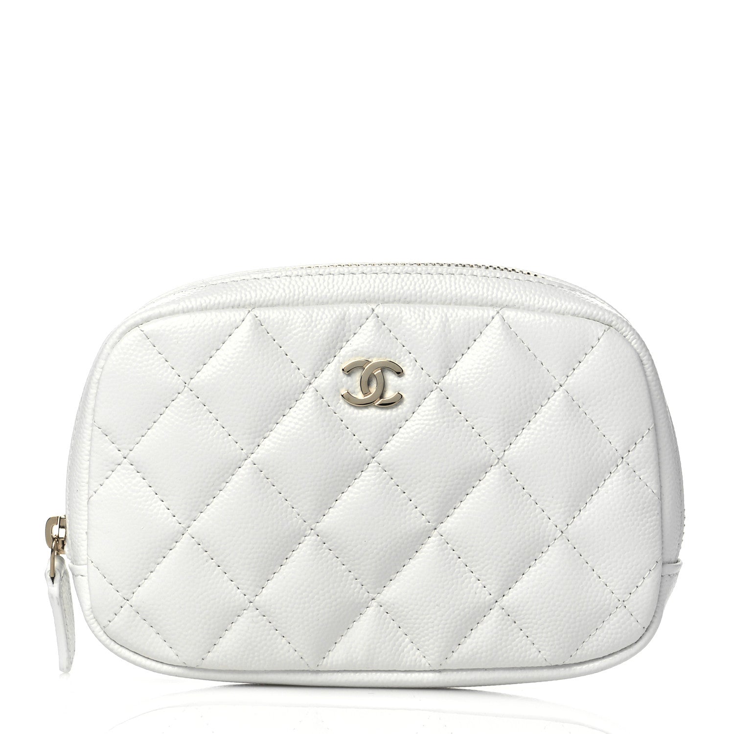 Chanel Caviar Quilted Small Curvy Pouch Cosmetic Case White 1 of 11