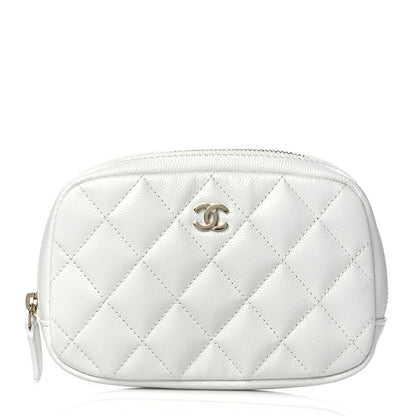Chanel Caviar Quilted Small Curvy Pouch Cosmetic Case White 1 of 11