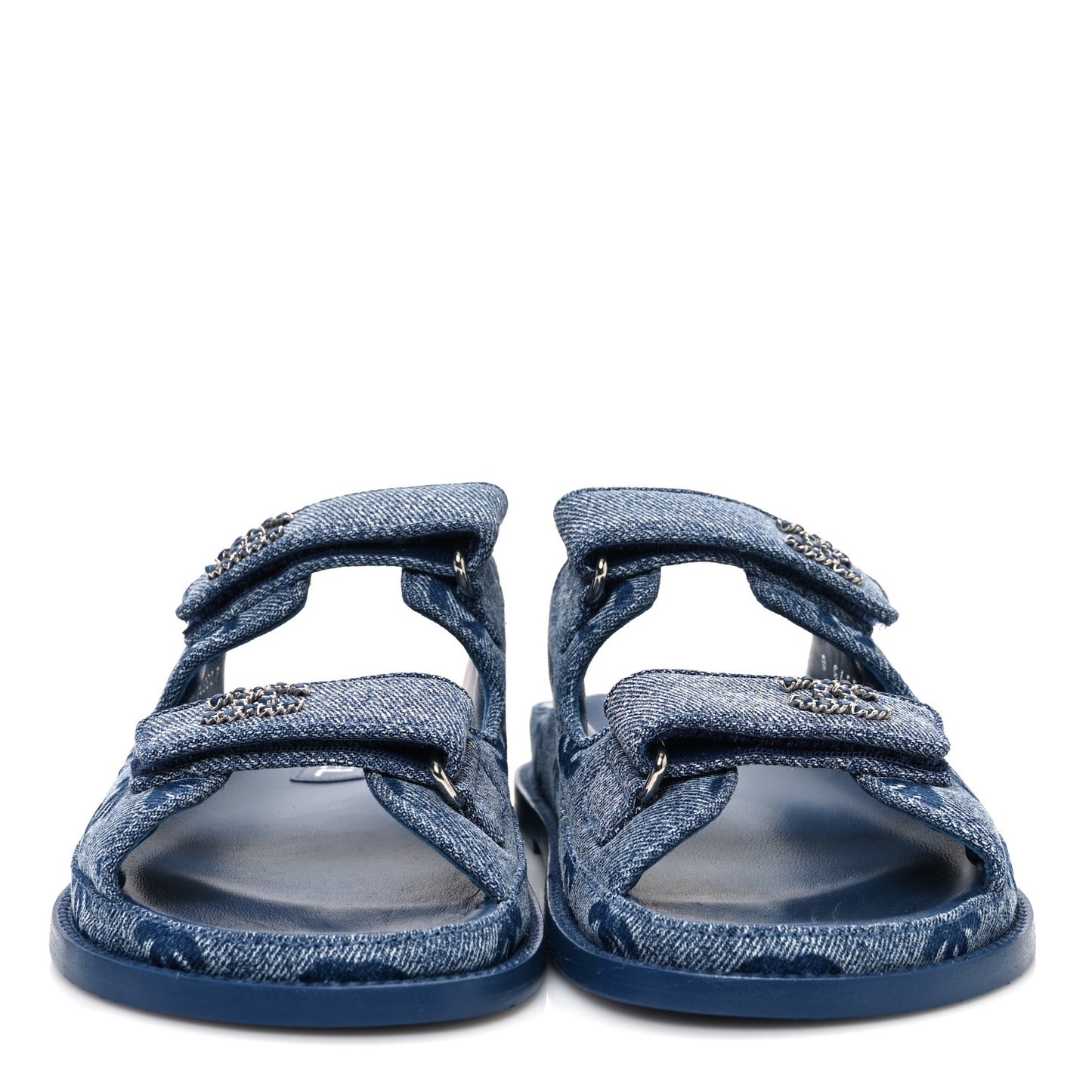 Denim CC Velcro Dad Chain CC Slide Sandals 37.5 Blue