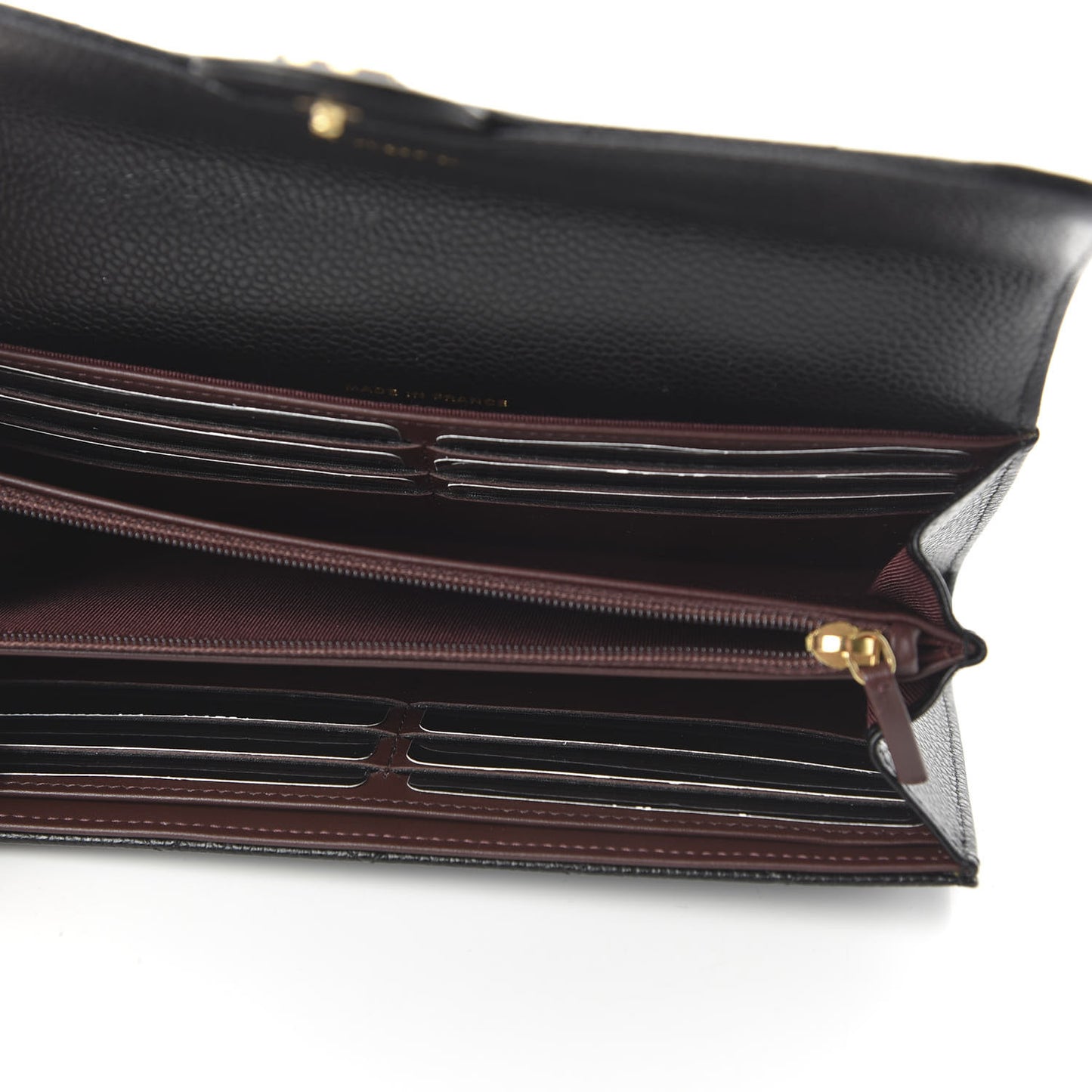 Caviar Quilted Large Gusset Flap Wallet Black