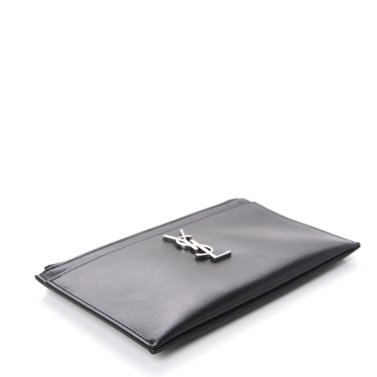Smooth Calfskin Monogram Zip Bill Pouch Black
