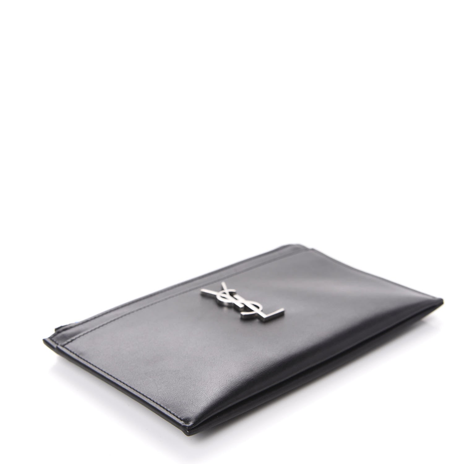 Saint Laurent Smooth Calfskin Monogram Zip Bill Pouch Black 4 of 8