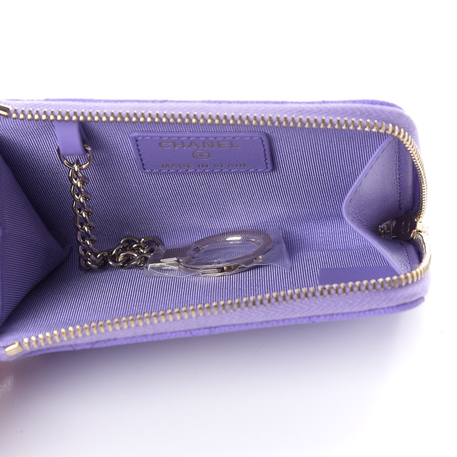 Chanel Caviar Quilted Zipped Key Holder Case Purple 6 of 8