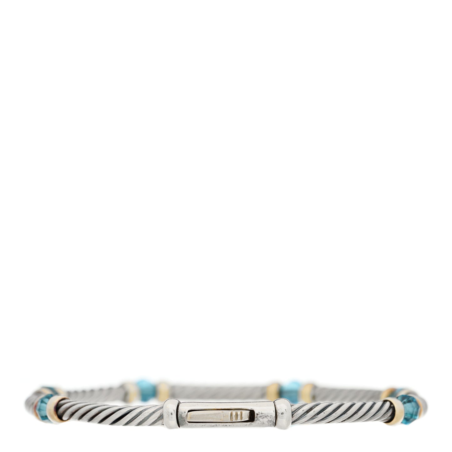 Sterling Silver 14K Yellow Gold Blue Topaz 4mm Hampton Bracelet