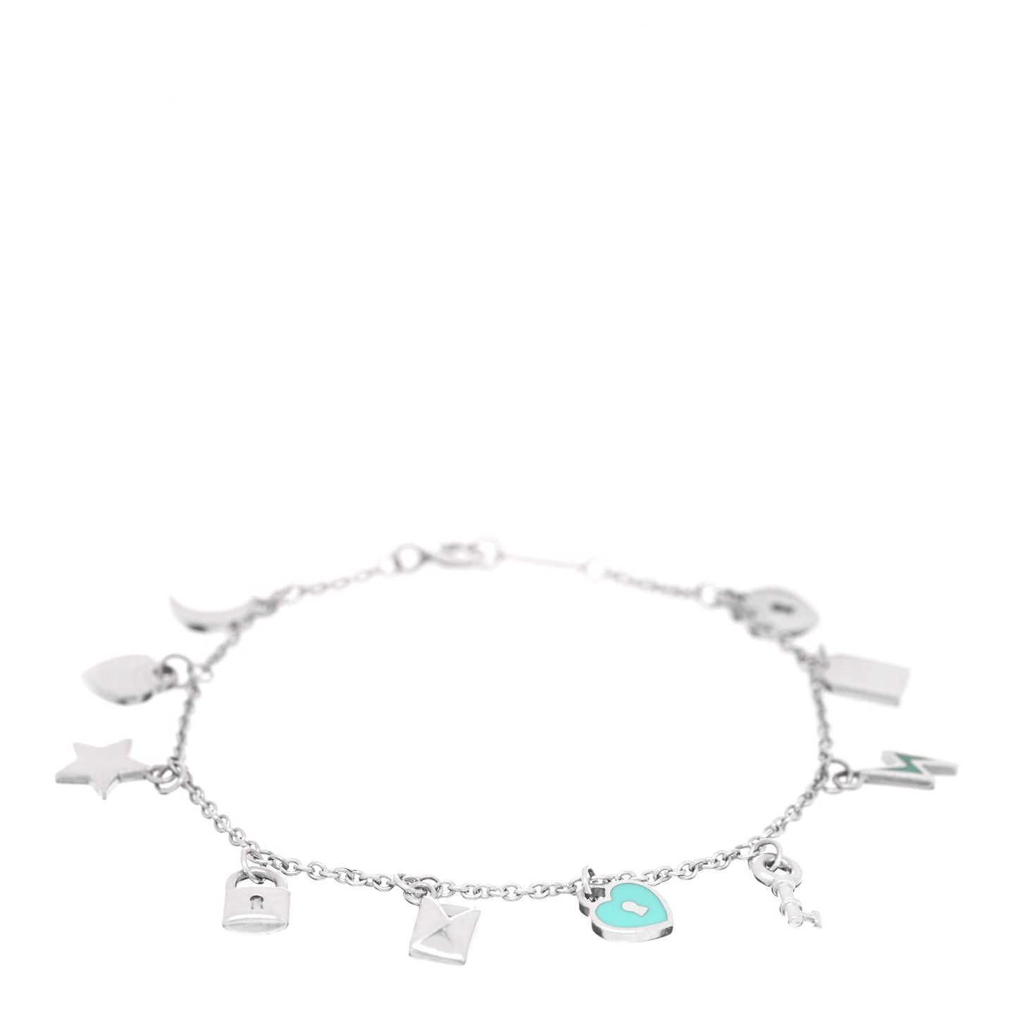 Sterling Silver Enamel Love Notes Charm Bracelet Blue