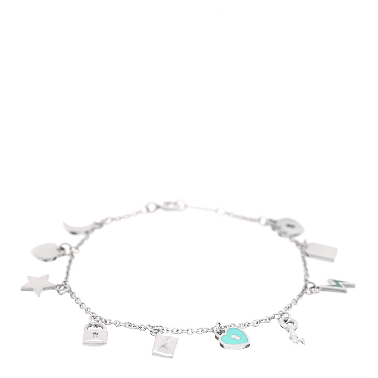 Tiffany Sterling Silver Enamel Love Notes Charm Bracelet Blue 1 of 4