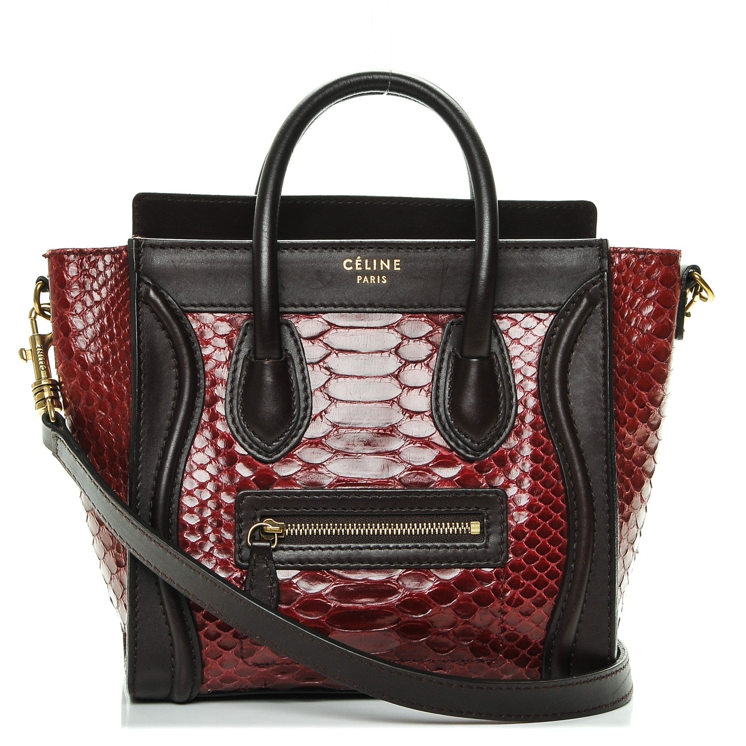 Celine Python Smooth Calfskin Nano Luggage Burgundy 1 of 6