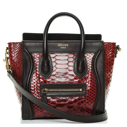 Celine Python Smooth Calfskin Nano Luggage Burgundy 1 of 6