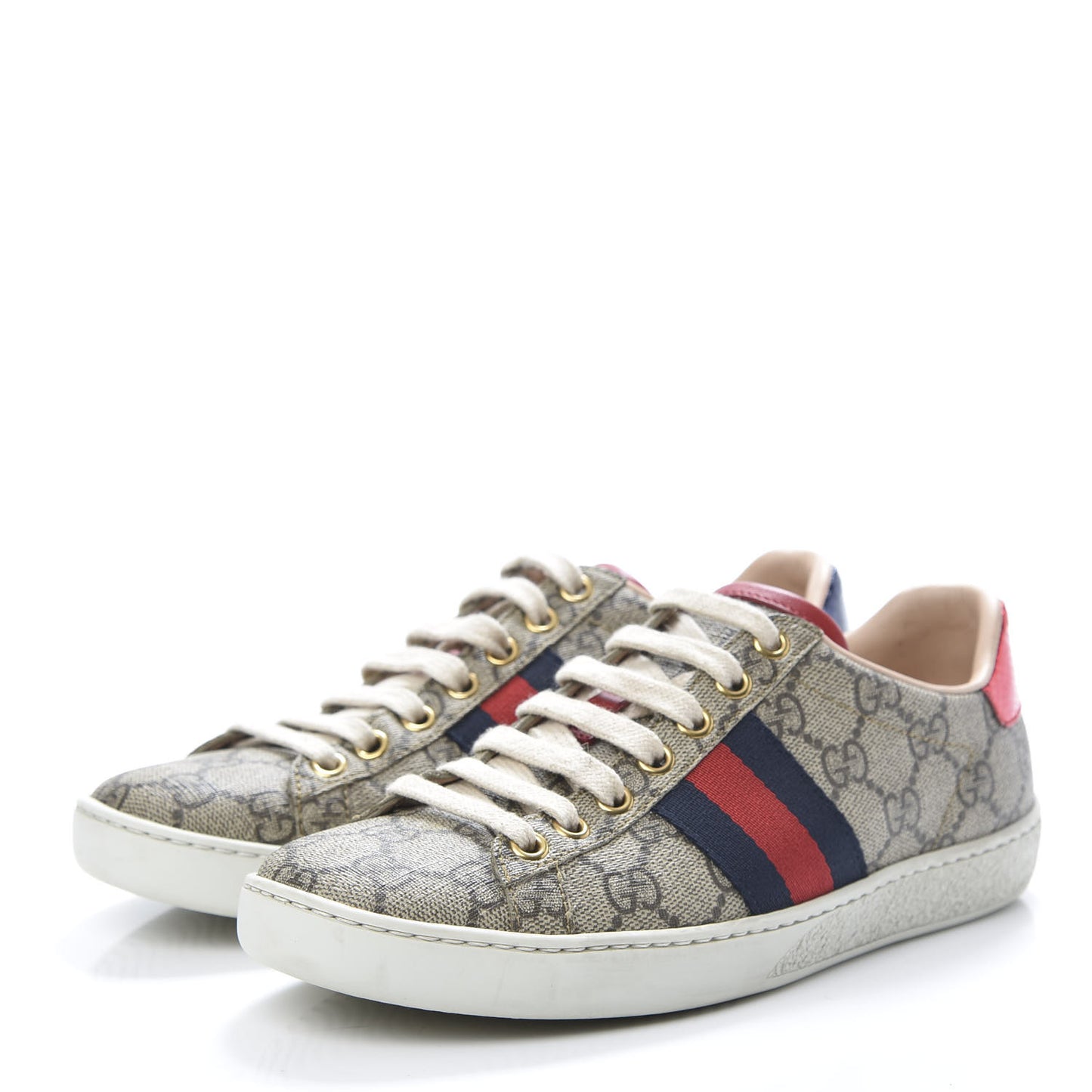 GG Supreme Monogram Womens Ace Low-Top Sneaker 35 Beige
