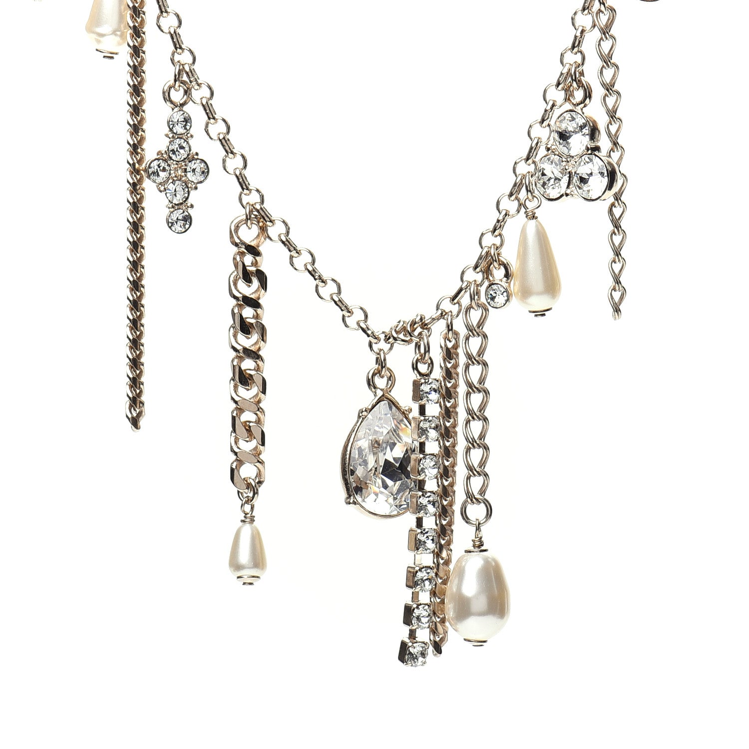 Chanel Pearl Crystal CC Long Necklace Gold 4 of 6