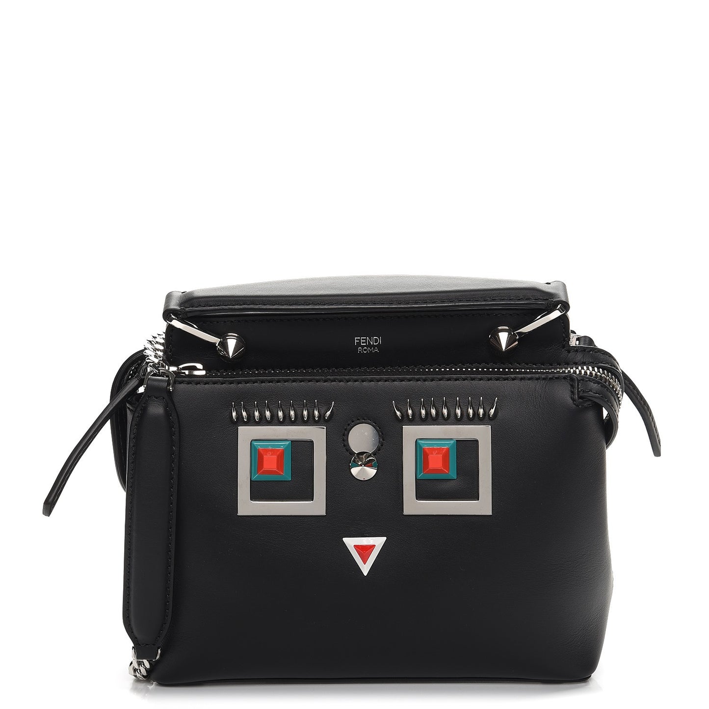 Vitello Baltico Hypnoteyes Studded Small Dotcom Click Chain Satchel Black