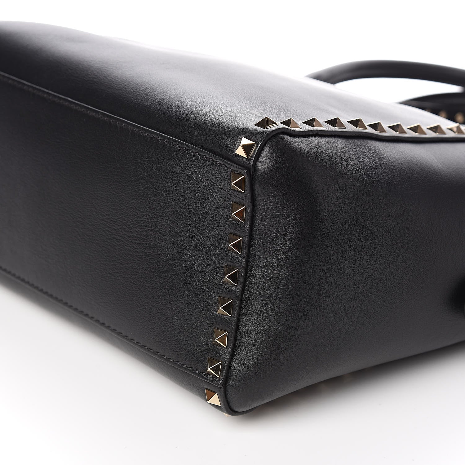 Valentino Garavani Vitello Rockstud Double Handle Tote Black 9 of 10