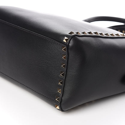 Valentino Garavani Vitello Rockstud Double Handle Tote Black 9 of 10