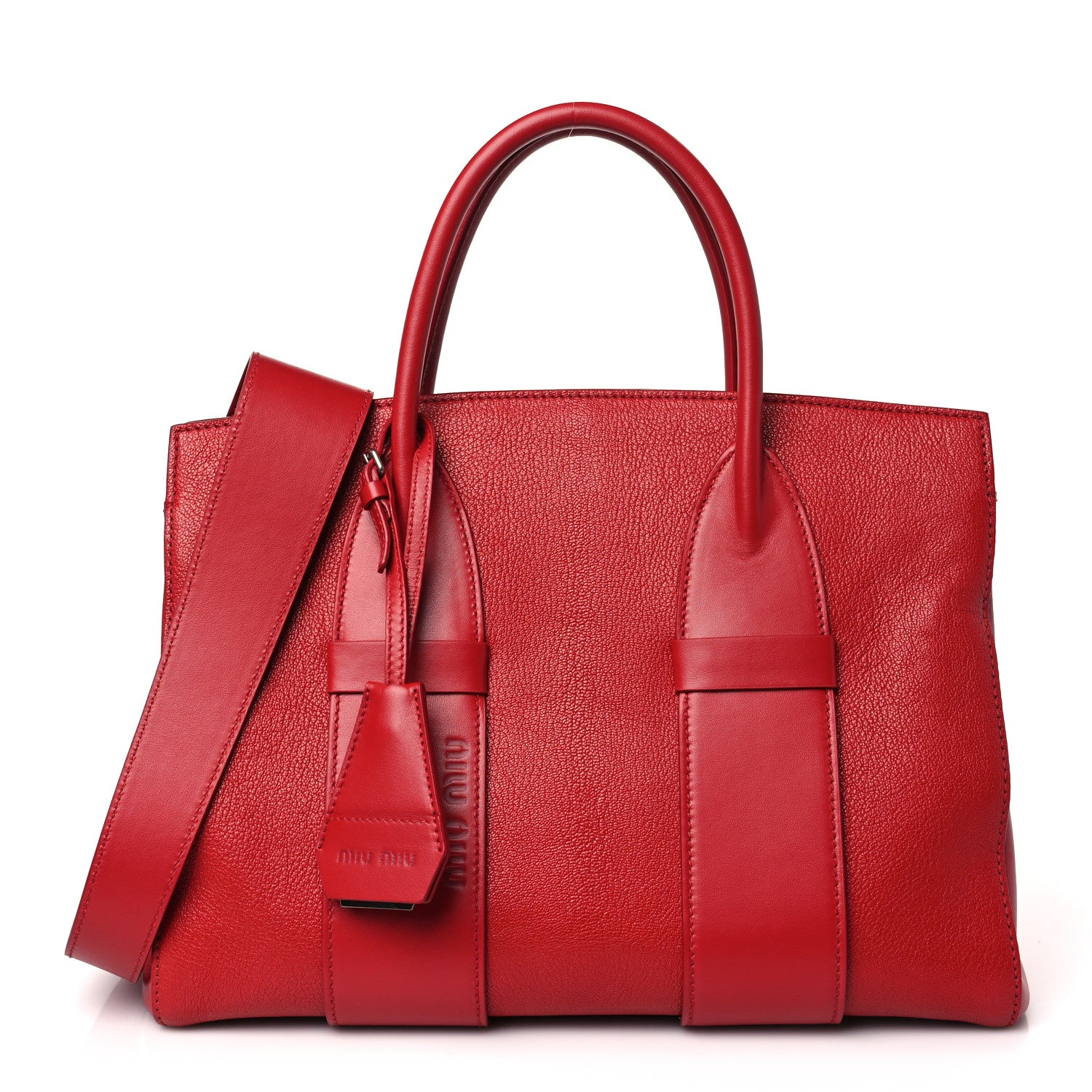 Miu Miu Madras Soft Calfskin Top Handle Satchel Fuoco 1 of 8