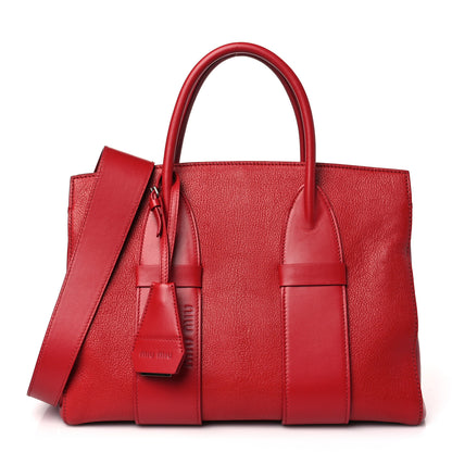 Miu Miu Madras Soft Calfskin Top Handle Satchel Fuoco 1 of 8