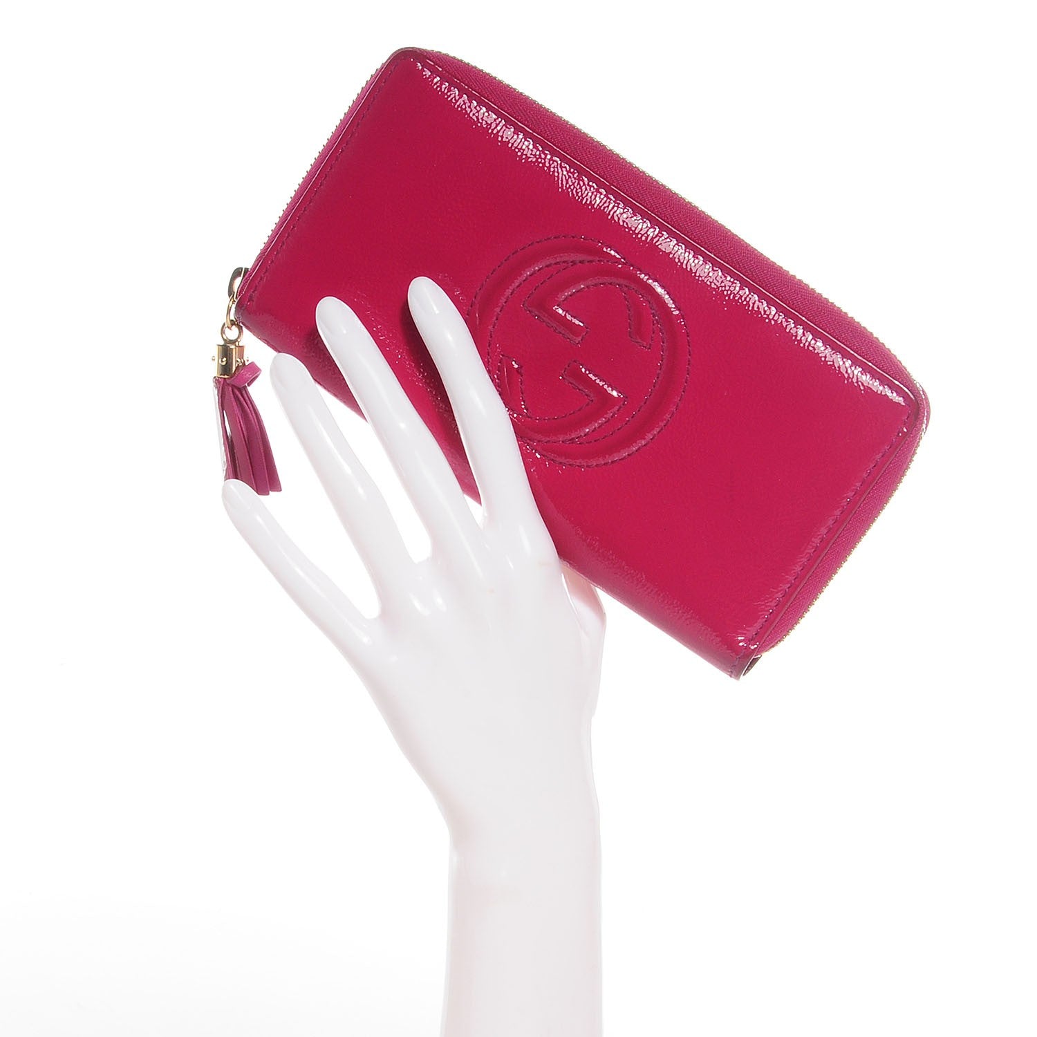 Gucci Patent Soho Zip Around Wallet Bright Bougainvillea 2 of 7