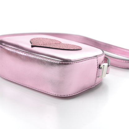 Gucci Metallic Calfskin Children's Glitter Heart Messenger Bag Pink 7 of 11