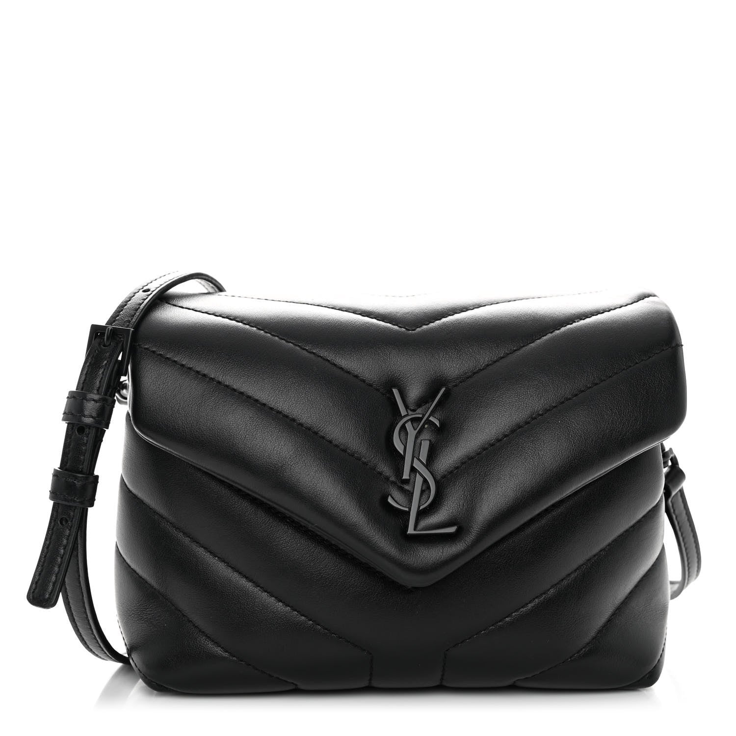 Saint Laurent Calfskin Y Quilted Monogram Monochrome Toy Loulou Crossbody Bag Black 1 of 8