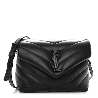 Saint Laurent Calfskin Y Quilted Monogram Monochrome Toy Loulou Crossbody Bag Black 1 of 8
