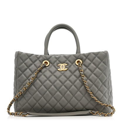 Chanel Caviar Quilted Coco Handle Shopping Tote Grey 1 of 12