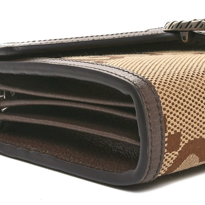 Gucci Monogram Jumbo GG Textured Dollar Calfskin Mini Dionysus Chain Wallet Camel Ebony New Acero 9 of 11