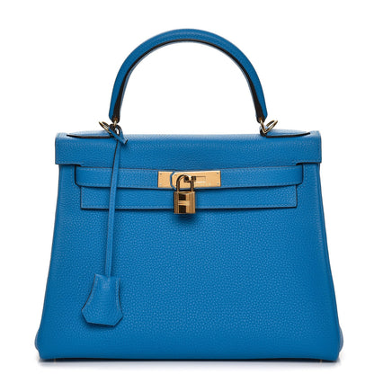 Hermes Togo Kelly Retourne 28 Bleu Zanzibar 1 of 36