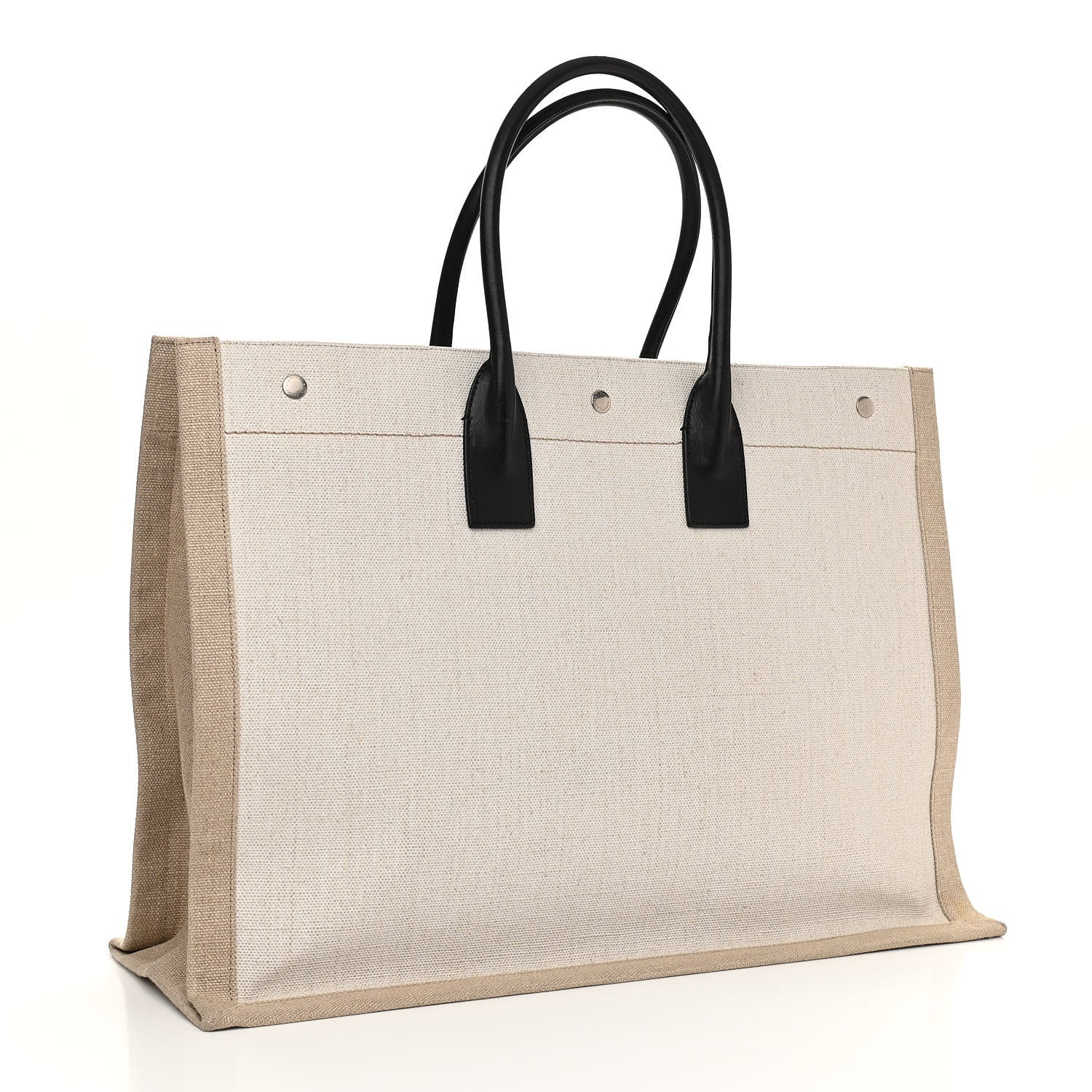 Saint Laurent Linen Calfskin Rive Gauche Tote Optic White 3 of 10