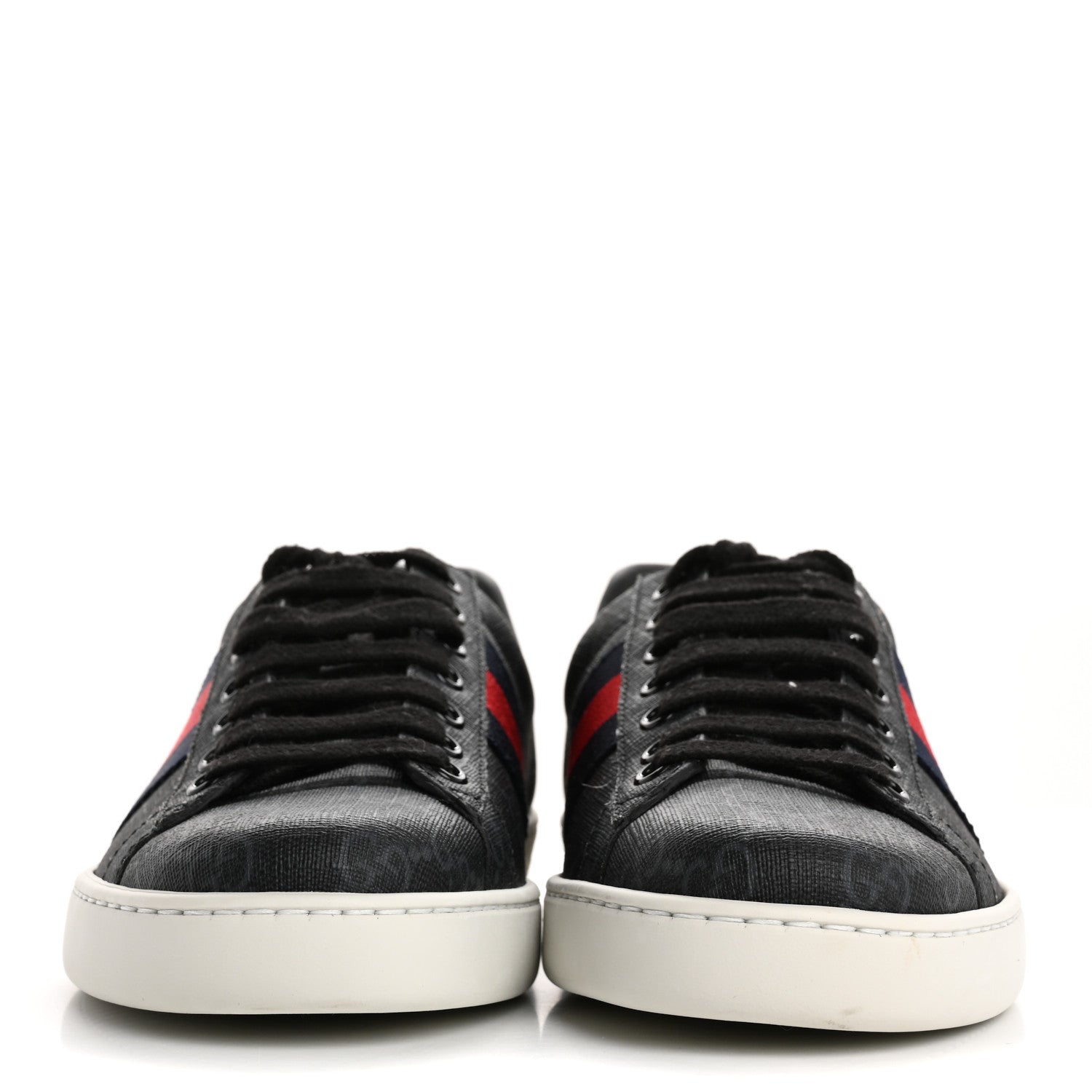 Gucci GG Supreme Monogram Ayers Web Mens New Ace Sneakers  5 Black 3 of 11