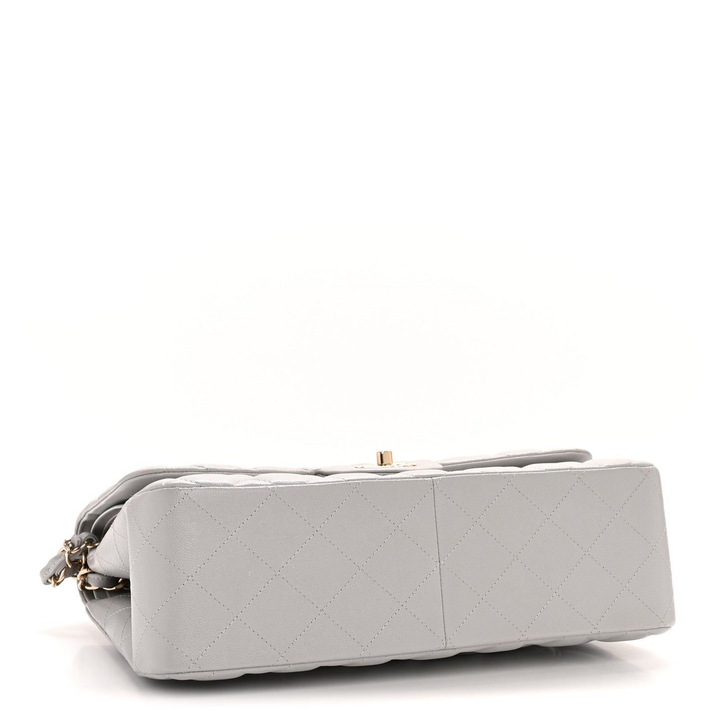 Caviar Quilted Jumbo Double Flap Grey