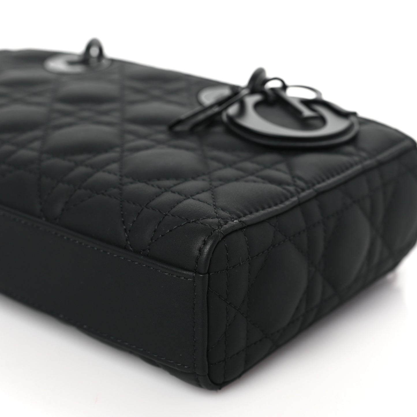 Ultra Matte Calfskin Cannage Medium Lady D-Joy Black