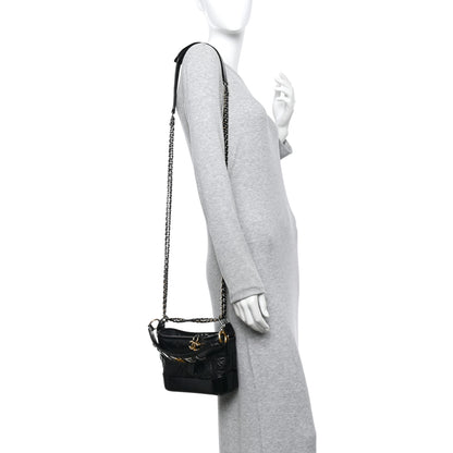 Chanel Aged Calfskin Quilted Small Gabrielle Logo Hobo Black 2 of 10