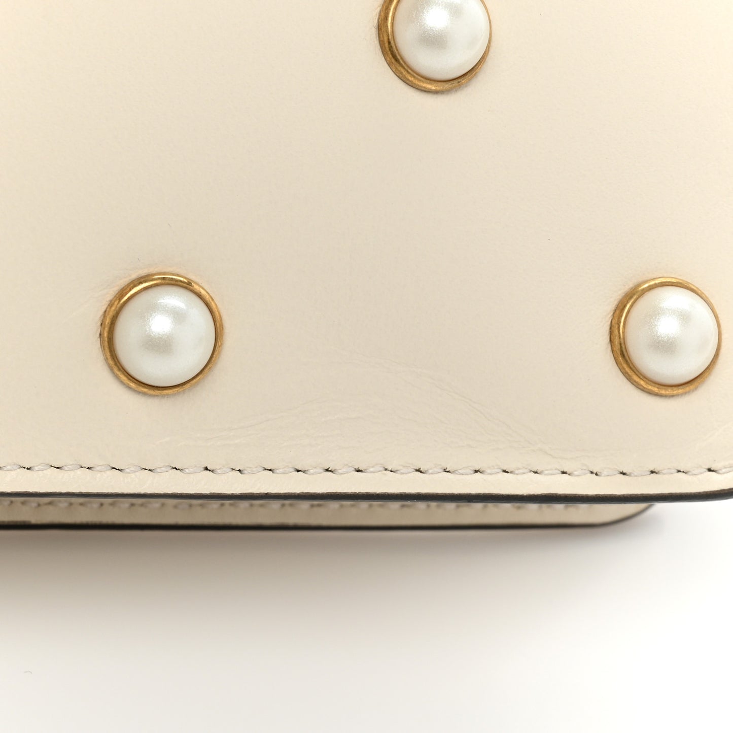 Nappa Pearl Studded Mini Queen Margaret Broadway Shoulder Bag Mystic White