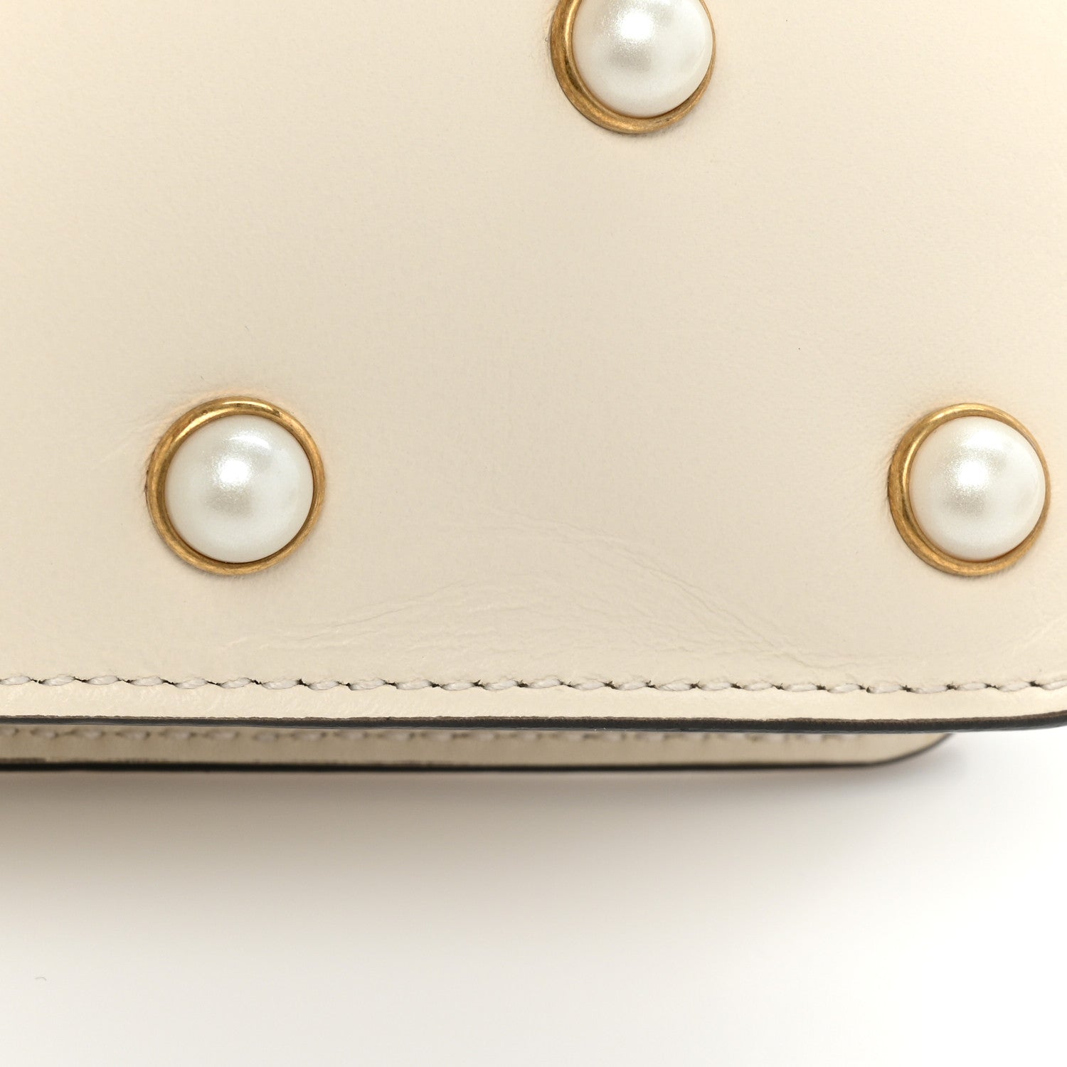 Gucci Nappa Pearl Studded Mini Queen Margaret Broadway Shoulder Bag Mystic White 11 of 13