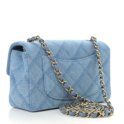 Chanel Printed Denim Quilted Mini Rectangular Flap Light Blue 3 of 9