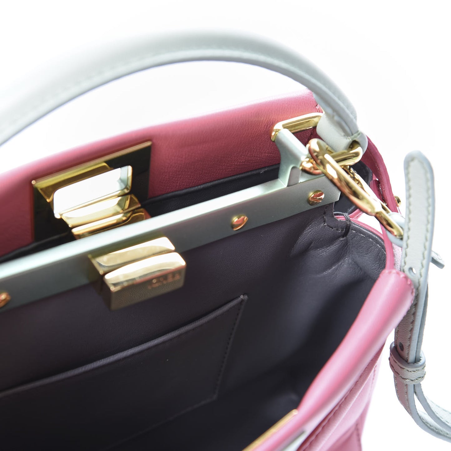 Nappa Colorblock Mini Peekaboo Iconic Satchel Rosa Fluo Oxigen Slate