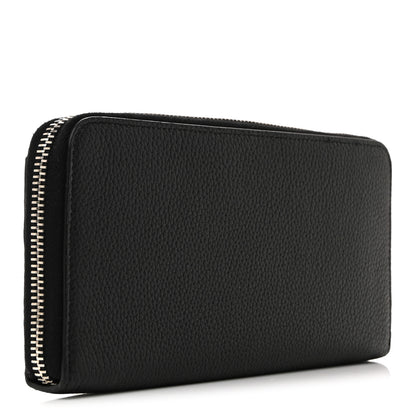 Saint Laurent Grained Calfskin Classic Zip Around Snap Wallet Black 3 of 9