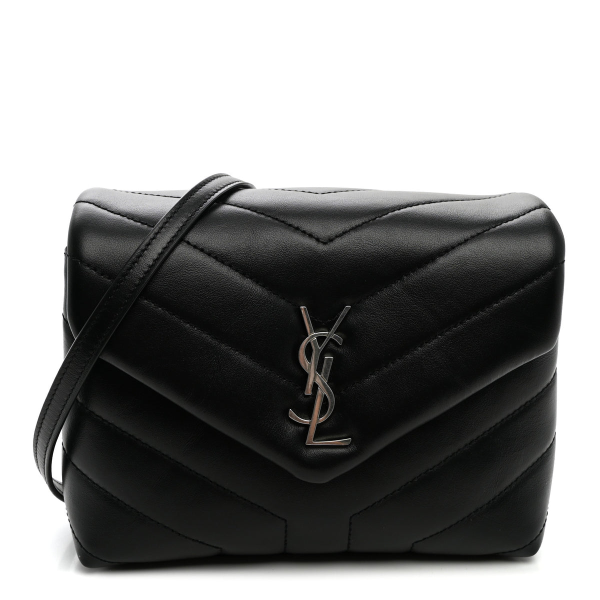 Calfskin Y Quilted Monogram Toy Loulou Crossbody Bag Black