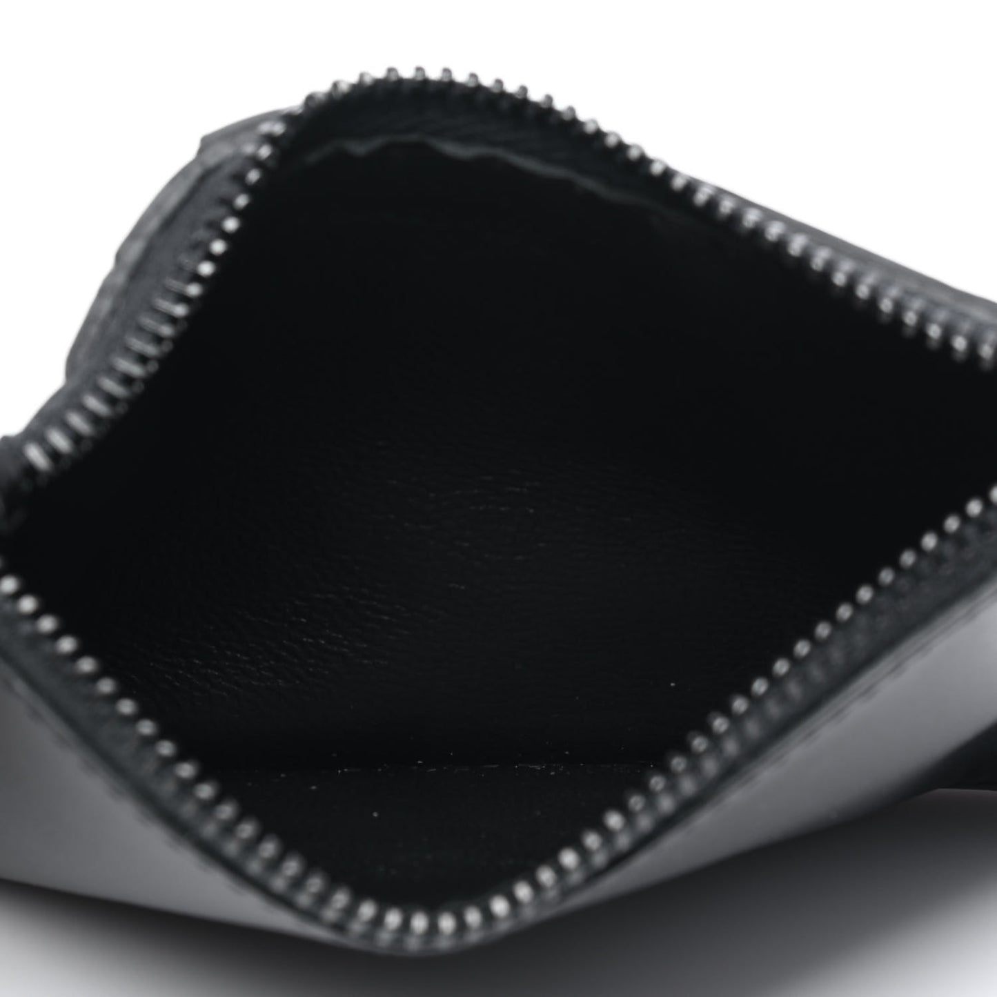 Calfskin 5 Fragments Zip Pouch Card Holder Black