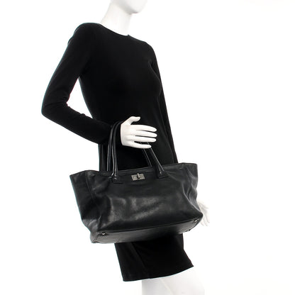 Chanel Calfskin Mademoiselle Lock Cerf Executive Shopper Tote Black 2 of 7