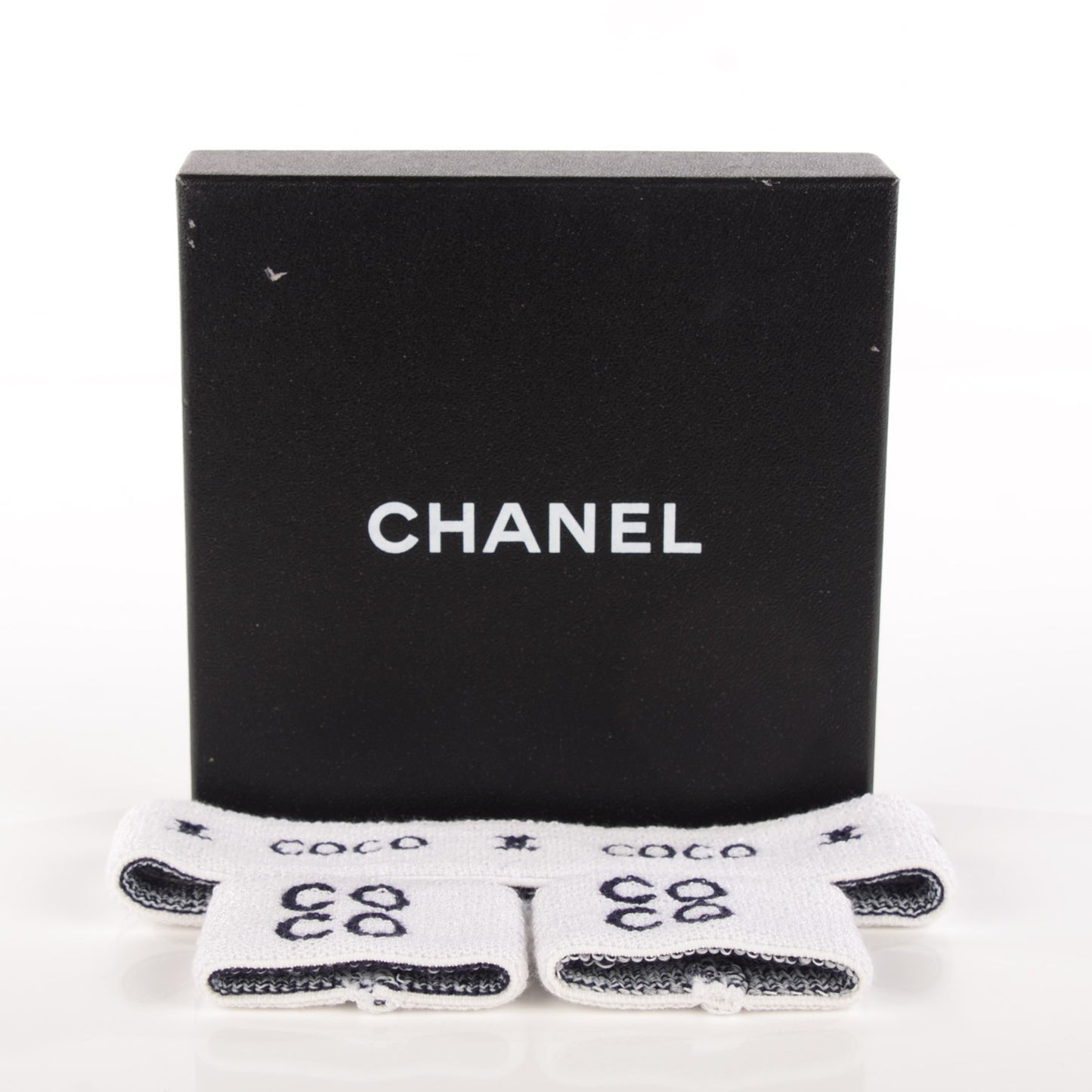 Knit Coco CC Headband Wristband Set Black White