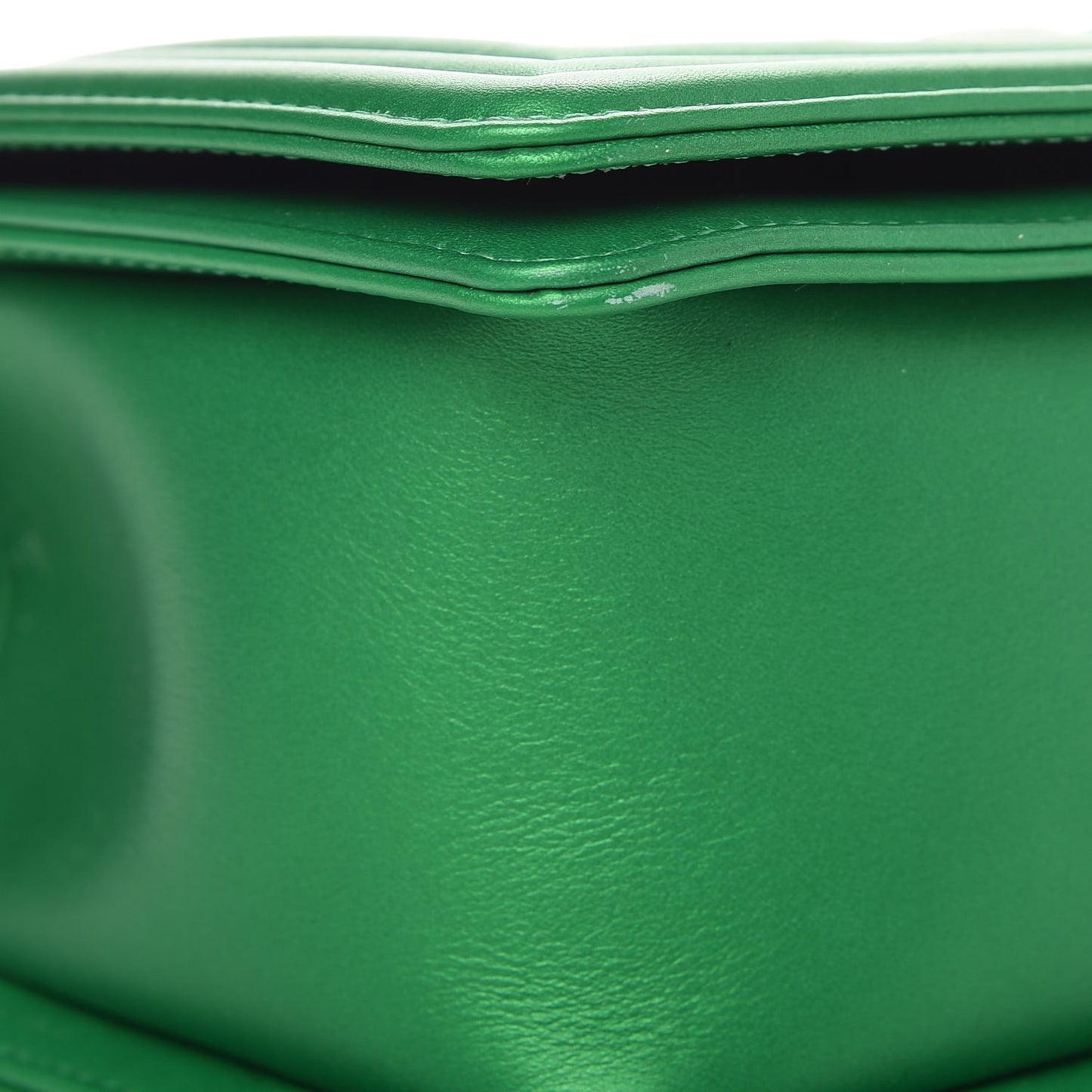 Metallic Calfskin Quilted Medium Boy Flap Green