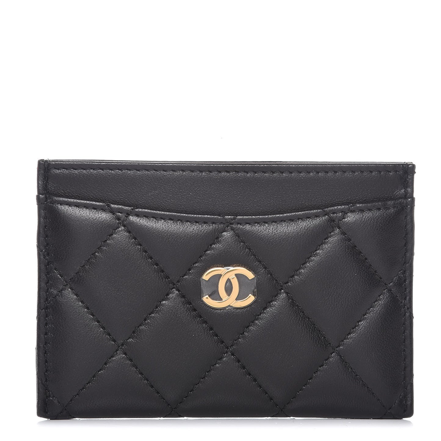 Lambskin Quilted Card Holder Black