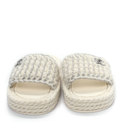 Chanel Braided Knit CC Mules 40 Ecru 2 of 9