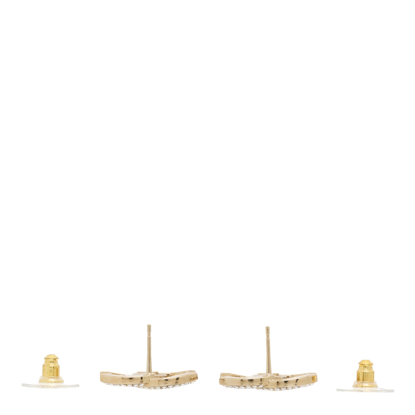 Crystal Large CC Earrings Gold