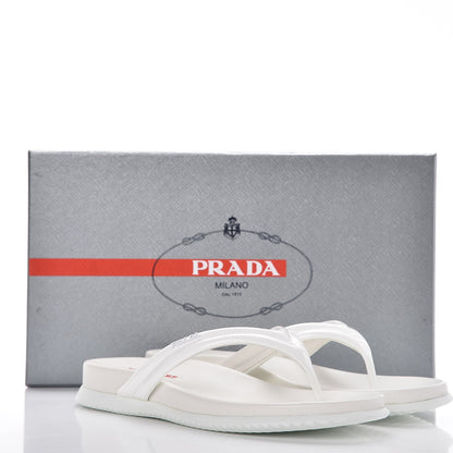 Prada Vernice Soft Thong Sandals 36 Bianco 7 of 7