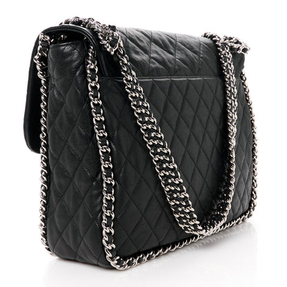 Chanel Washed Lambskin Quilted Maxi Chain Around Flap Black 3 of 11