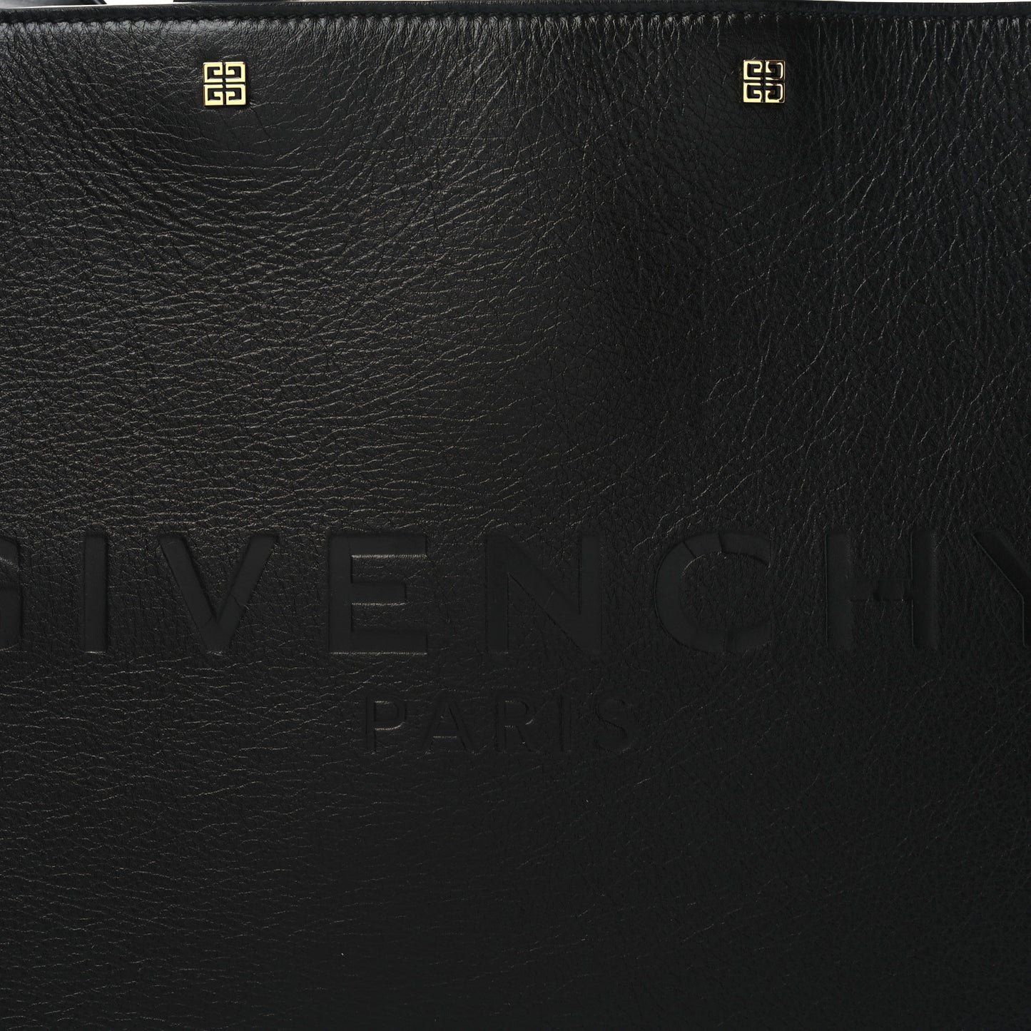 Tumbled Calfskin Logo Embossed Medium G-Tote Black