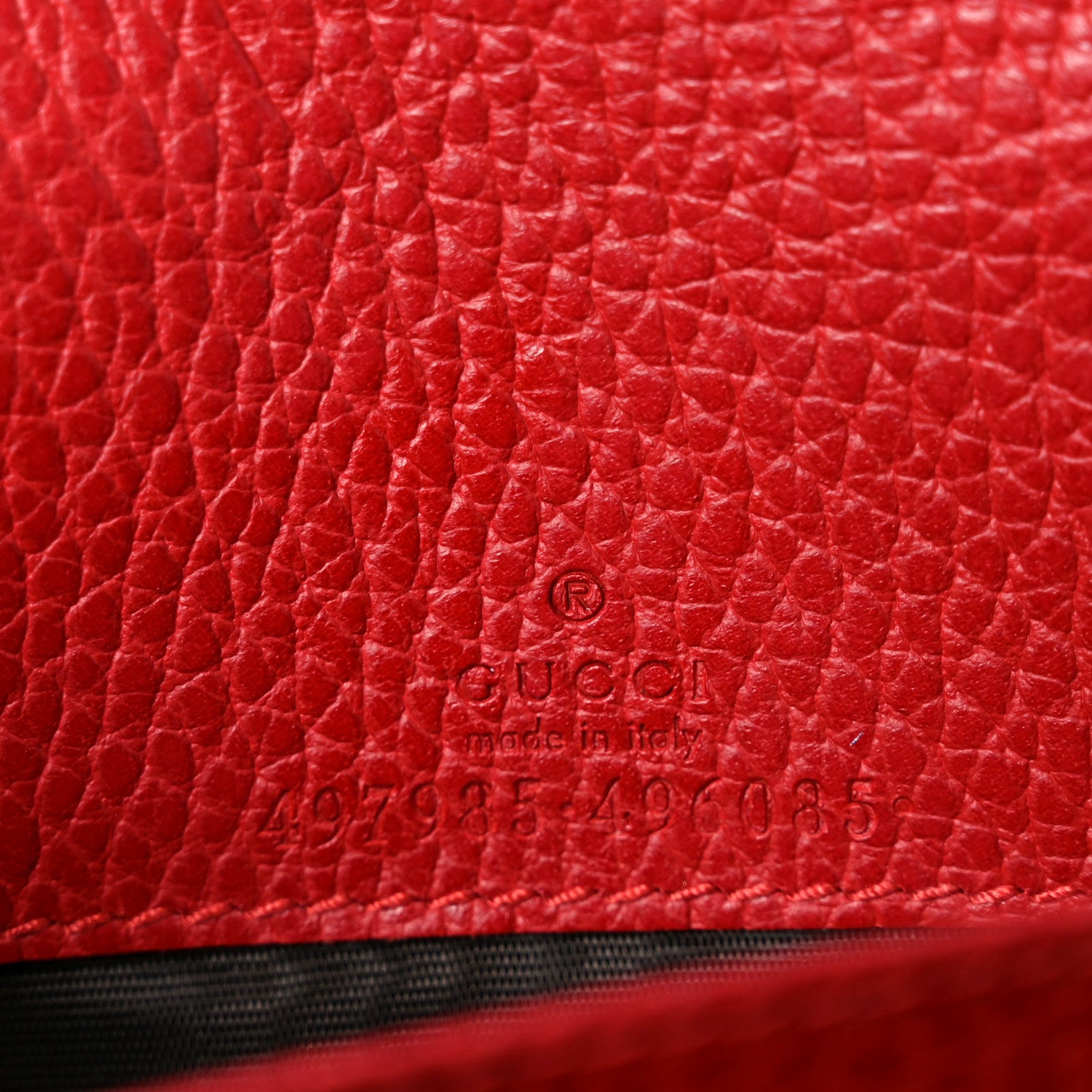 Gucci Dollar Calfskin Mini GG Marmont Chain Wallet Hibiscus Red 6 of 10
